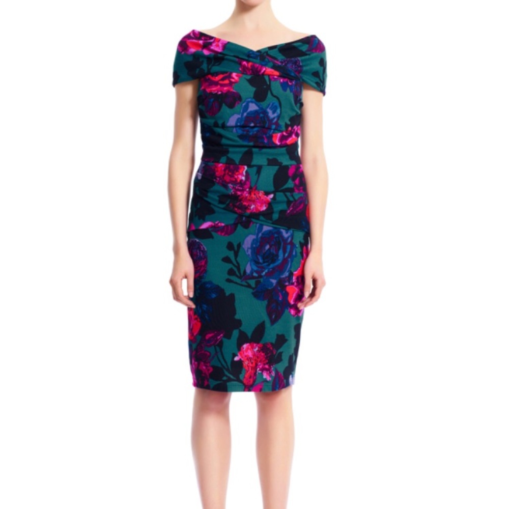 Adrianna Papell off shoulder rouched dress